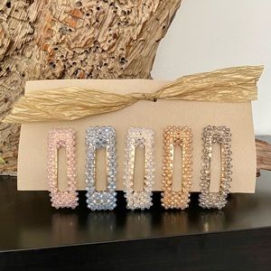 Set of Beaded Snap Clip Hair Barrettes